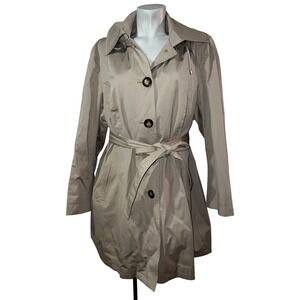Michael Kors Womens Khaki Tan Hooded Trench Coat Belted Zip Out Liner 3X